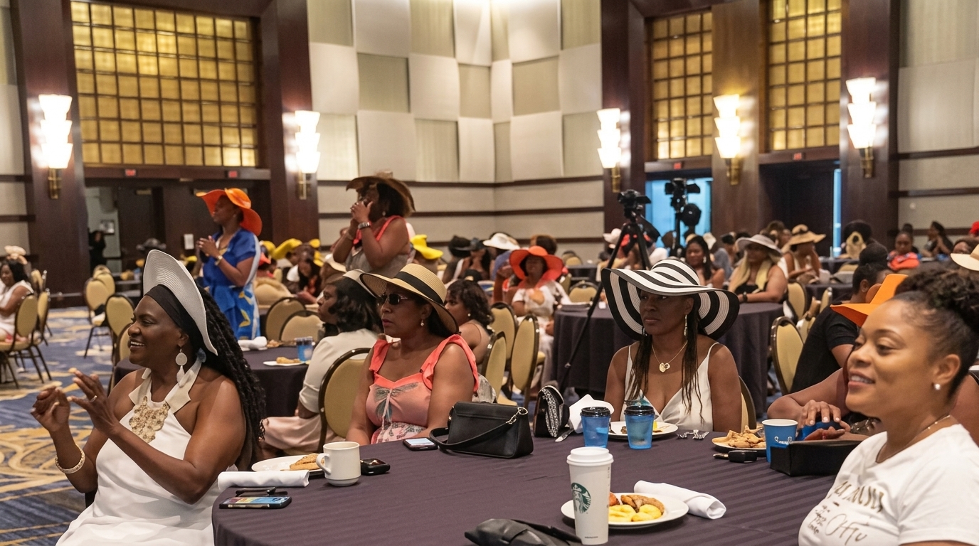 TPCCON attendees seated at round tables in an elegant ballroom