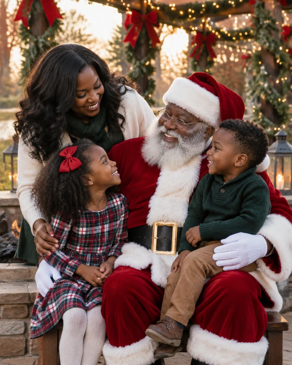Illustration of a family sharing a Christmas moment with Santa