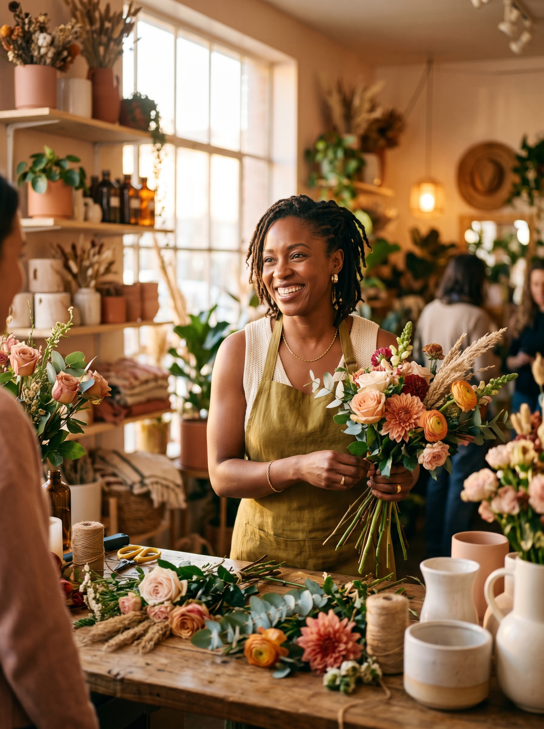 A Black woman small-business owner in her bakery, representing the Patieaux Business Guide community